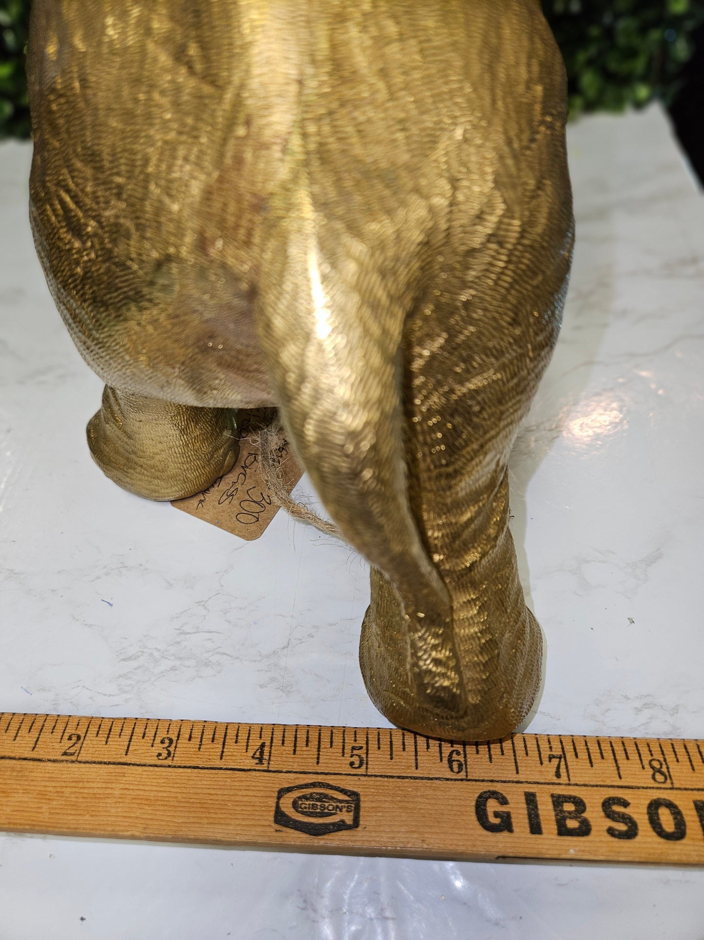 Vintage brass trunk up elephant -cast - texture 13"