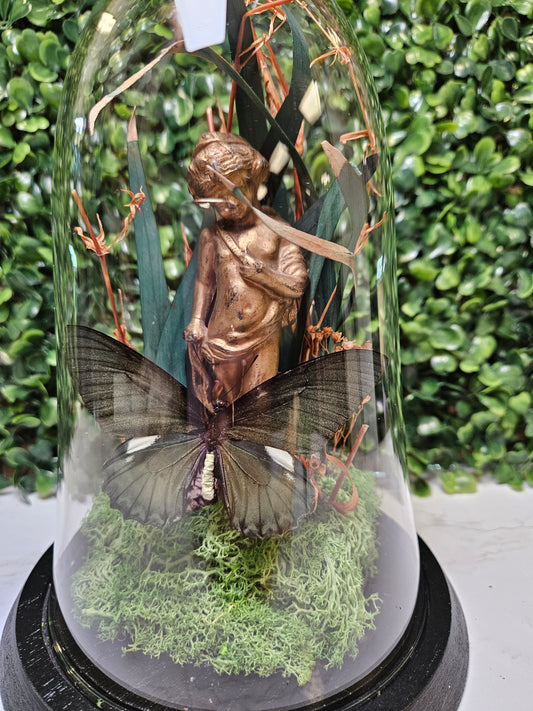 Midnight swallowtail antique cherub garden A8