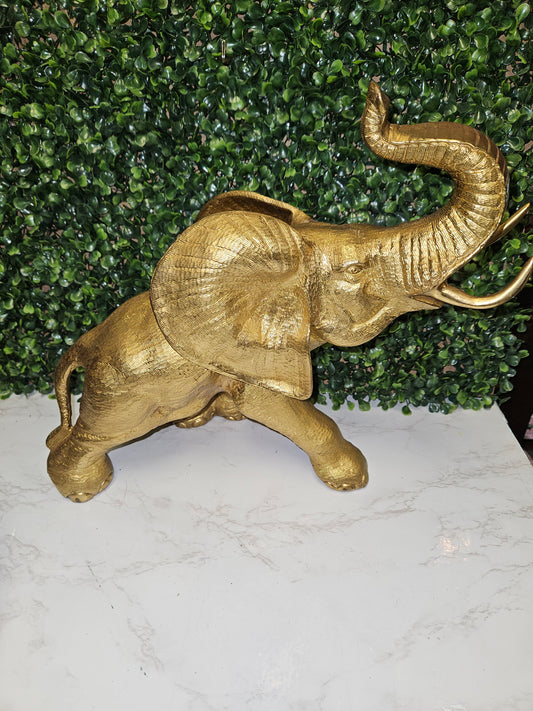 Vintage brass trunk up elephant -cast - texture 13"