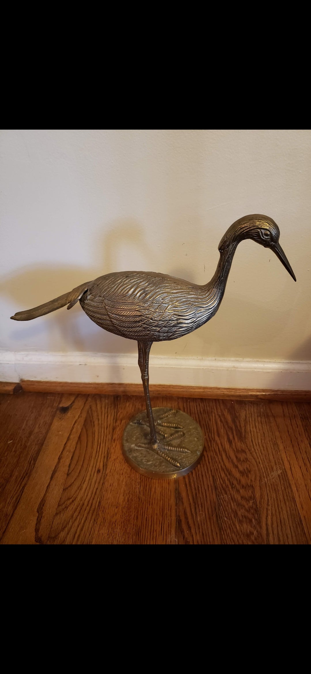 Vintage brass Heron-Cranes pair  Xl 15" tall Rare