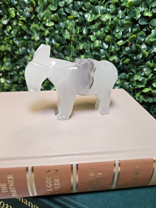 Vintage carved stone alabaster - marble donkey