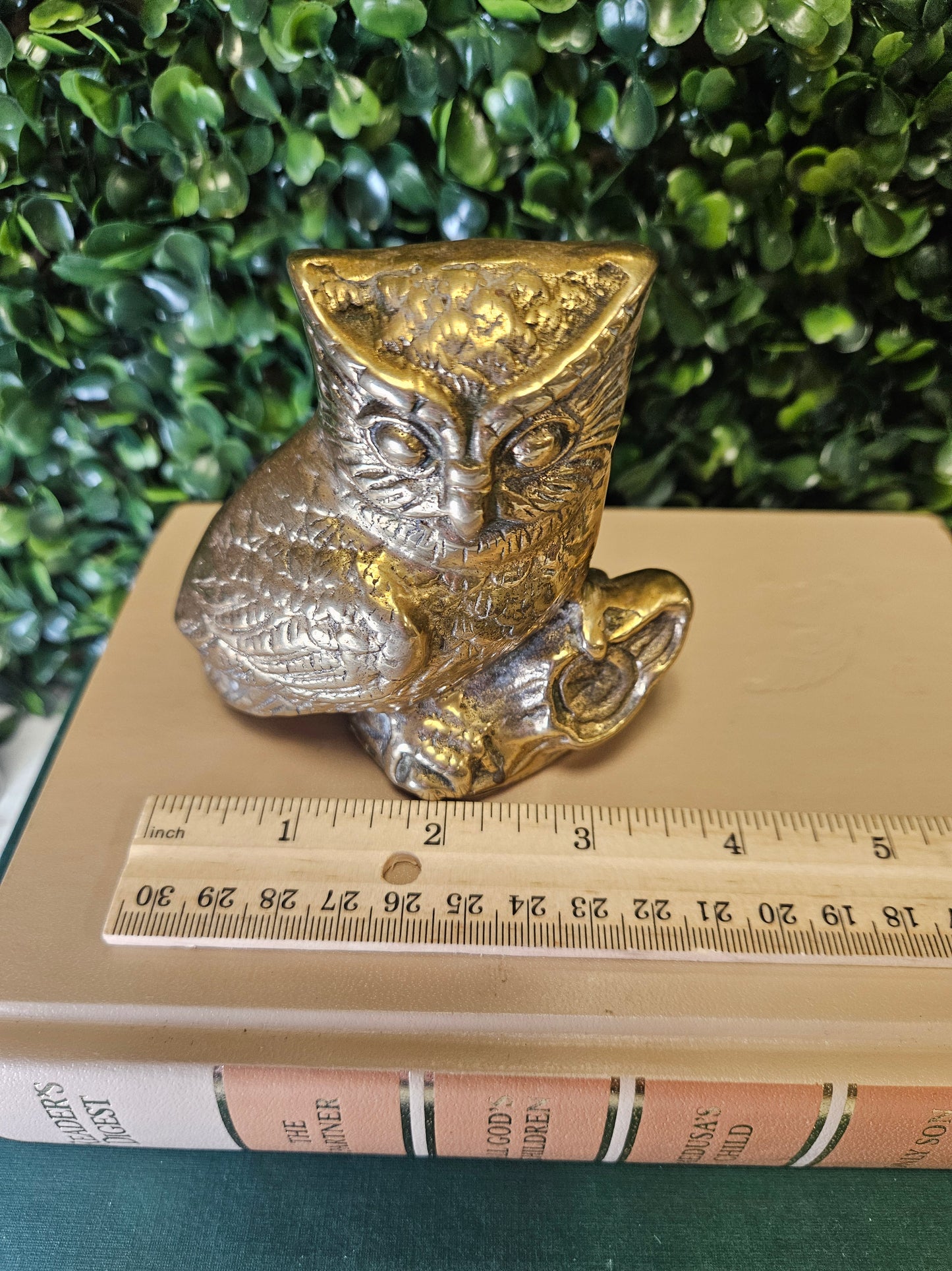 Vintage Mid Century Modern Brass Perched Owl Figurine MCM Boho