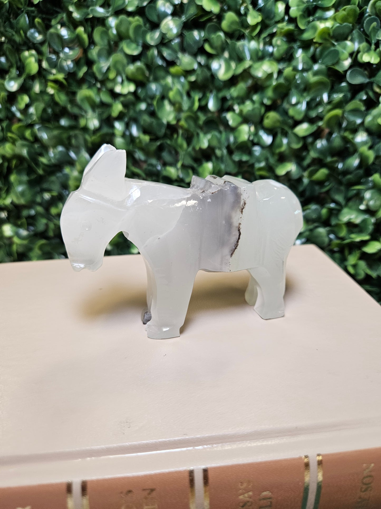 Vintage carved stone alabaster - marble donkey