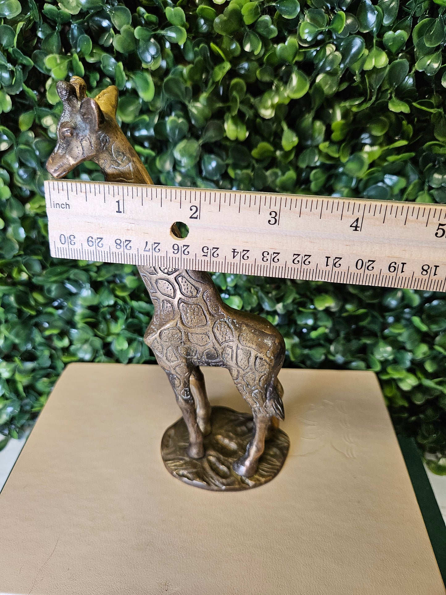 Vintage brass baby giraffe 6.5" figure with base