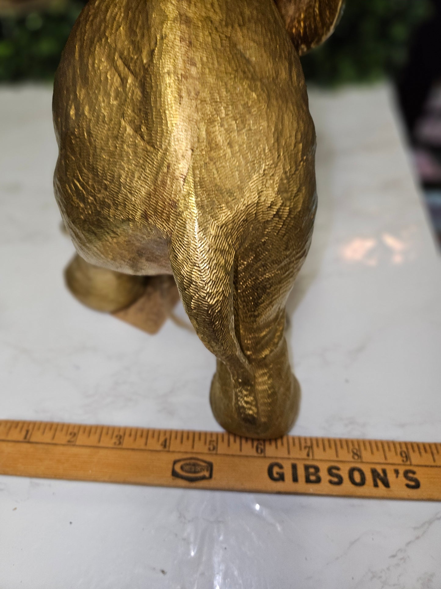 Vintage brass trunk up elephant -cast - texture 13"