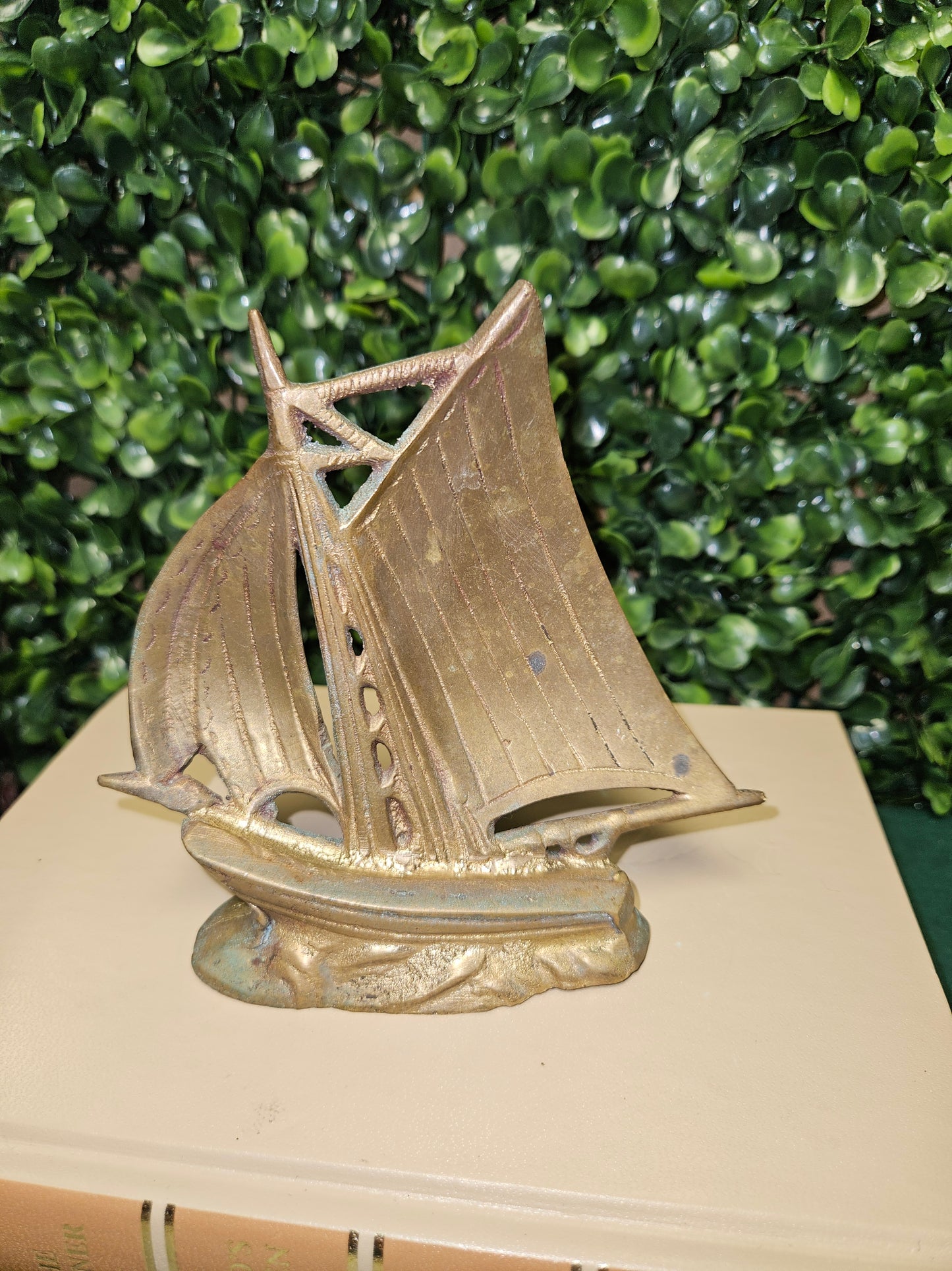 Vintage brass mini sail boat figure