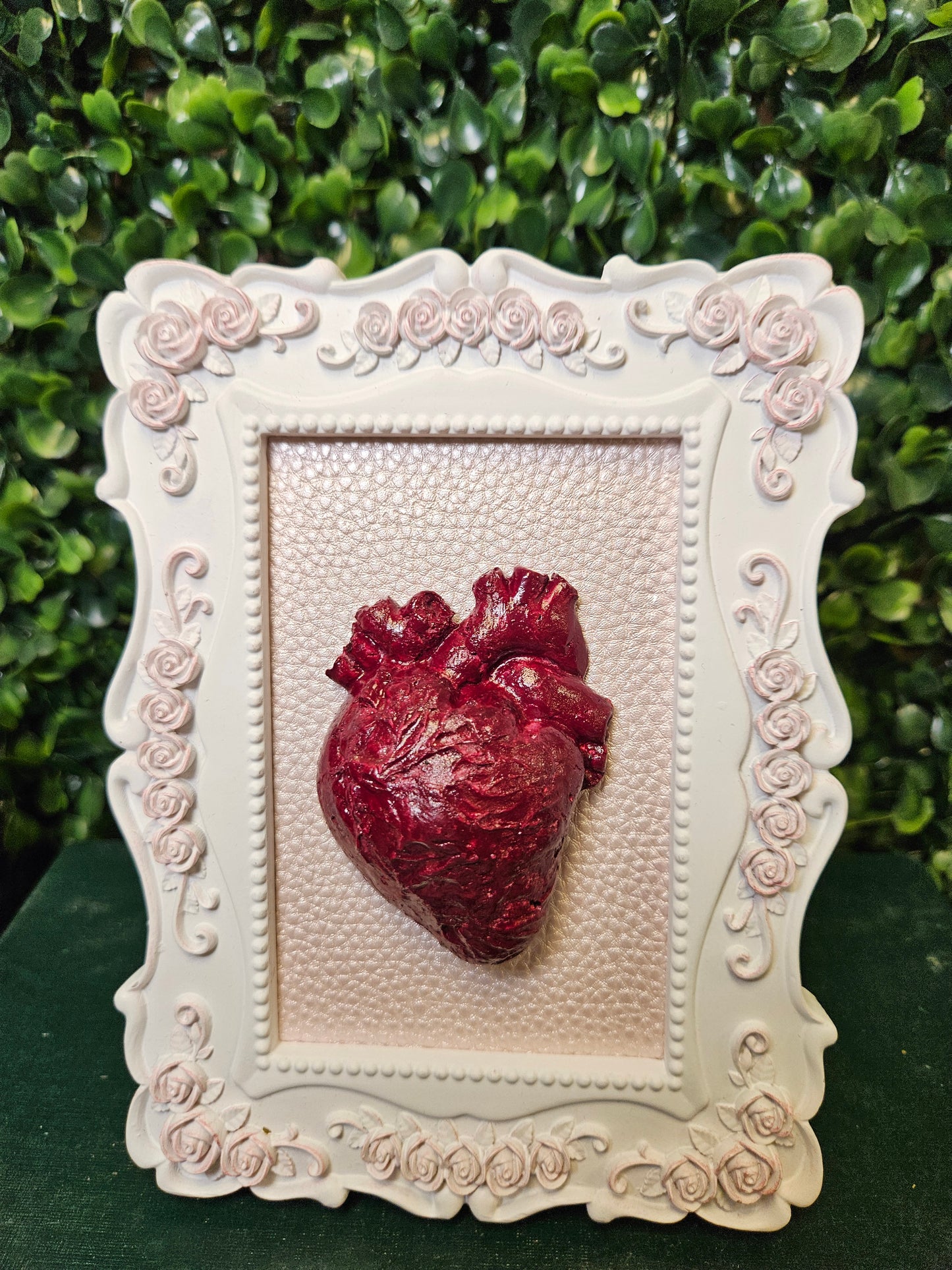 Red Pink & White anatomical heart frame A3