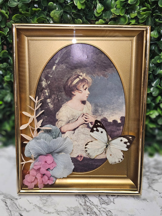 VICTORIAN GIRL FRAMED BUTTERFLY