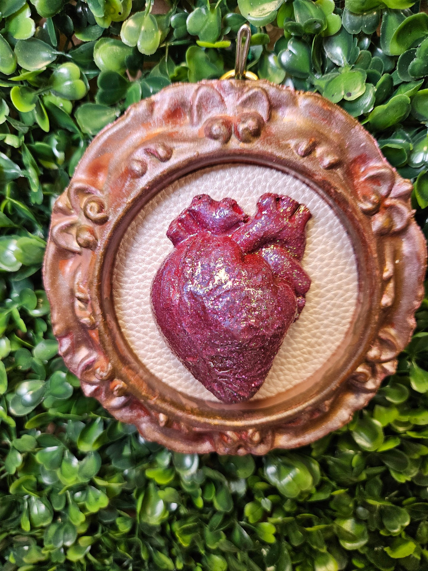 Pink glitter good framed anatomical heart