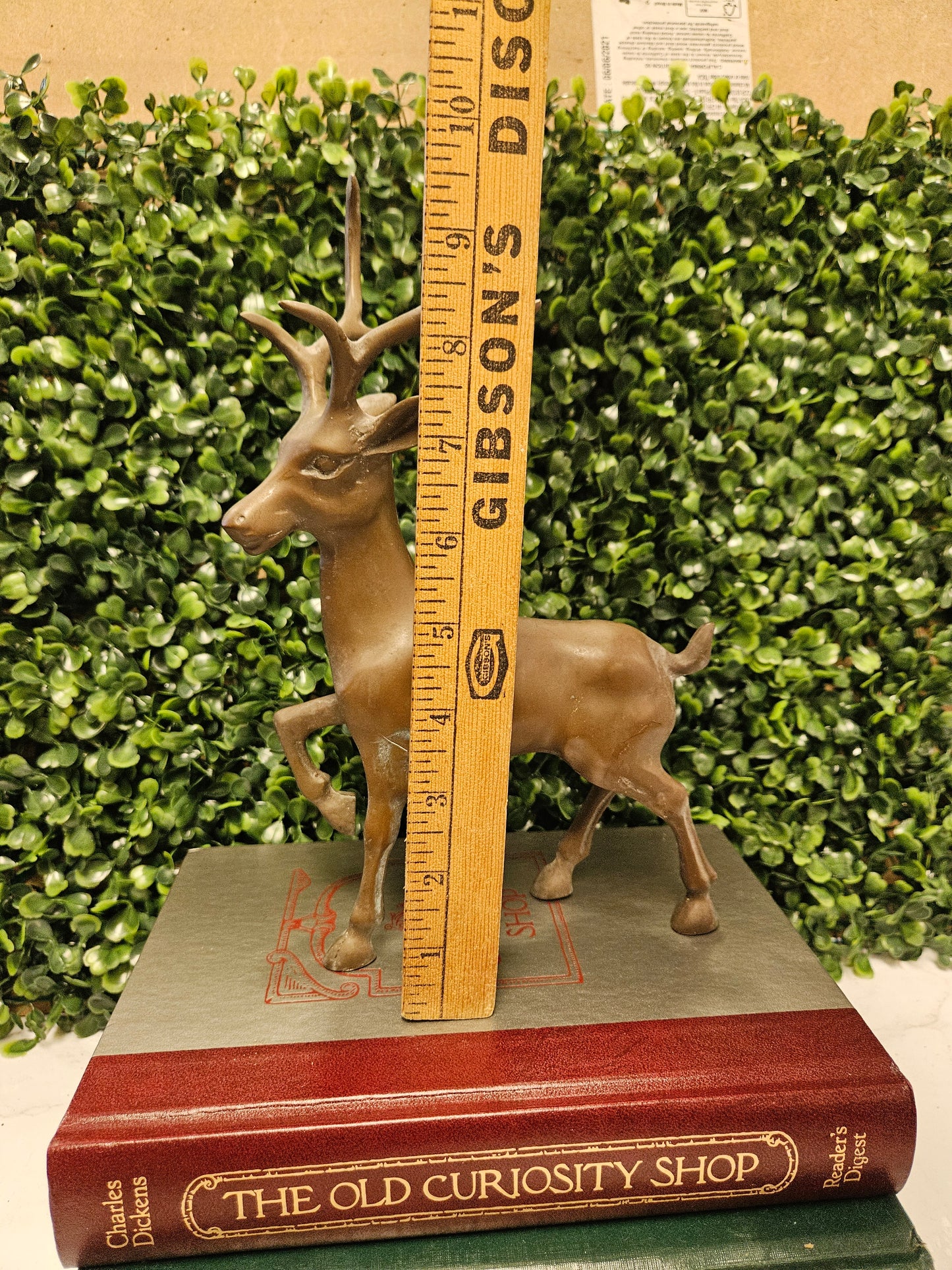 Vintage brass stag - patina brass 10"