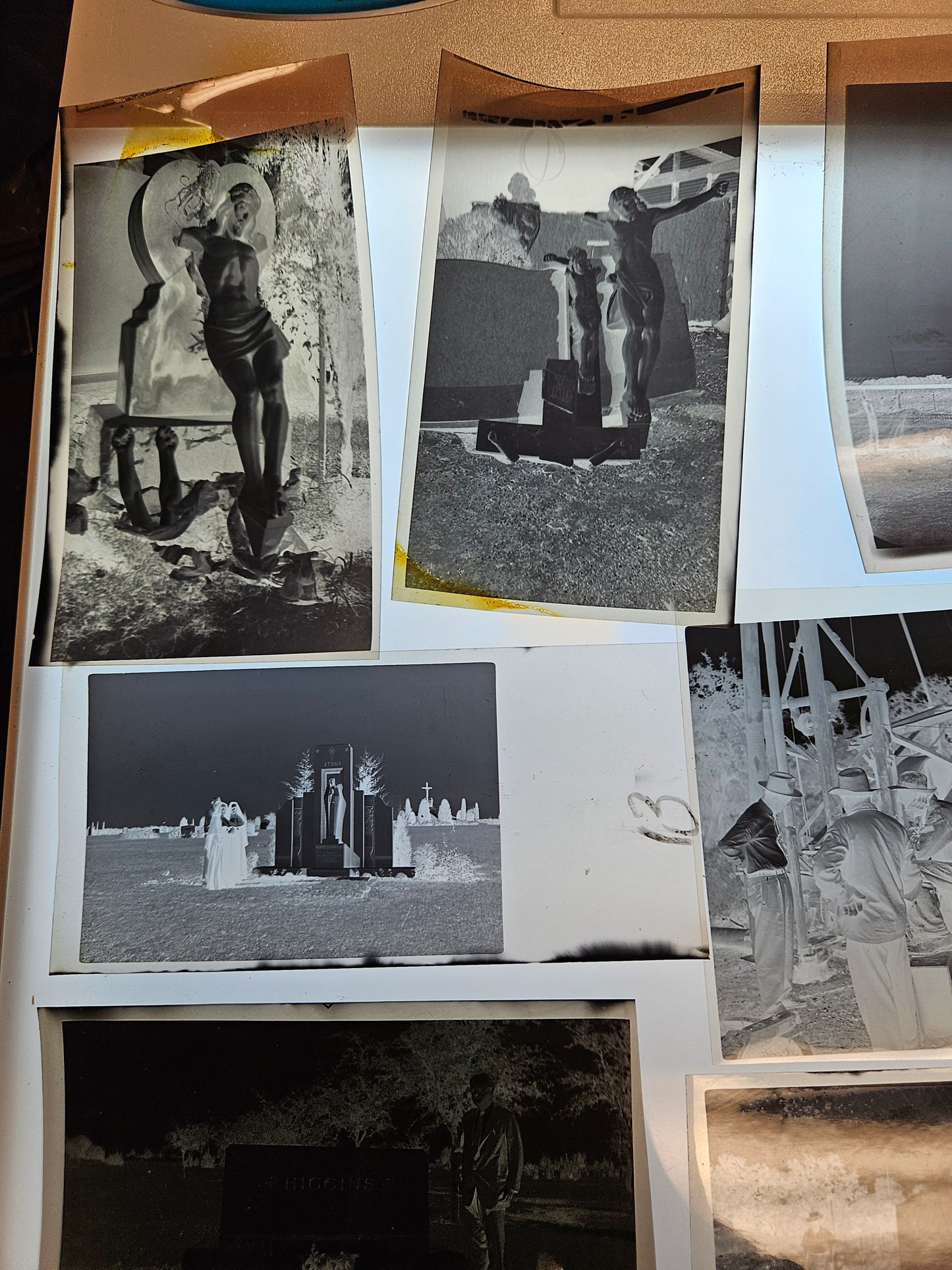 Vintage Cemetery - graveyard photo negatives lot of 5