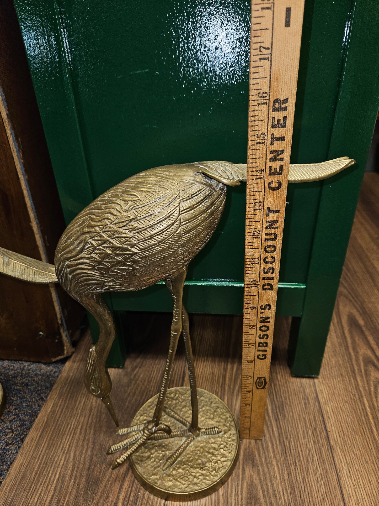 Vintage brass Heron-Cranes pair  Xl 15" tall Rare