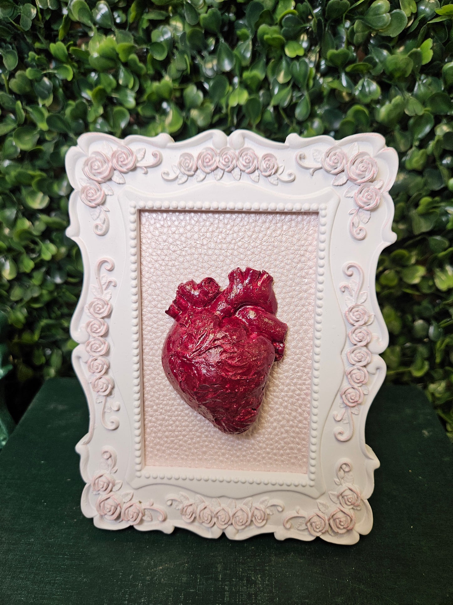 Red Pink & White anatomical heart frame A3