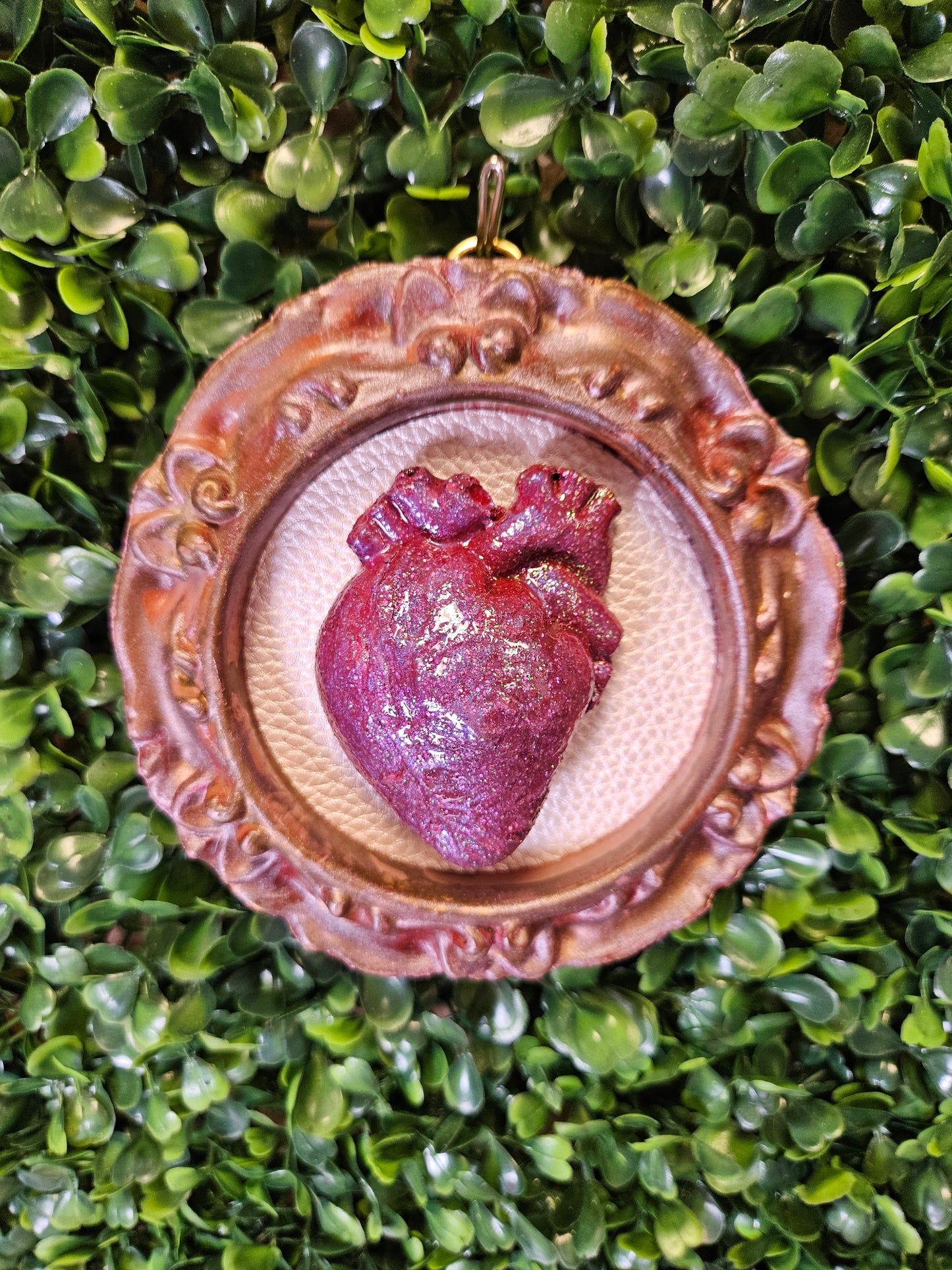 Pink glitter good framed anatomical heart