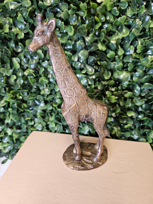 Vintage brass baby giraffe 6.5" figure with base