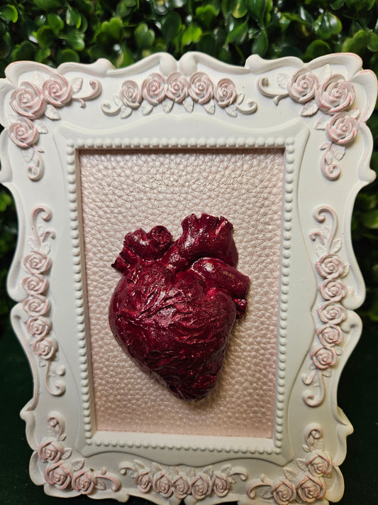 Red Pink & White anatomical heart frame A3