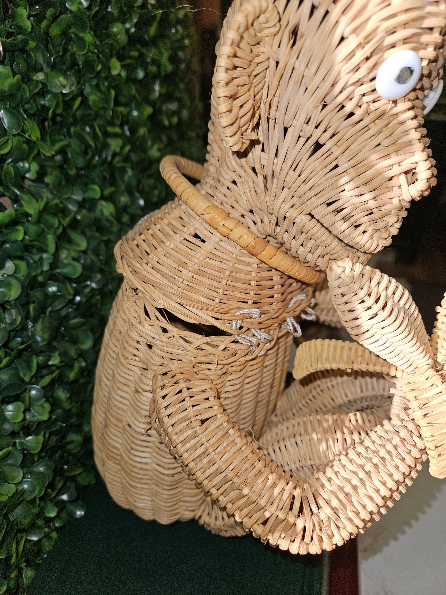 Rare! 13" vintage wicker rattan monkey figure purse mid century - pin up - collectors