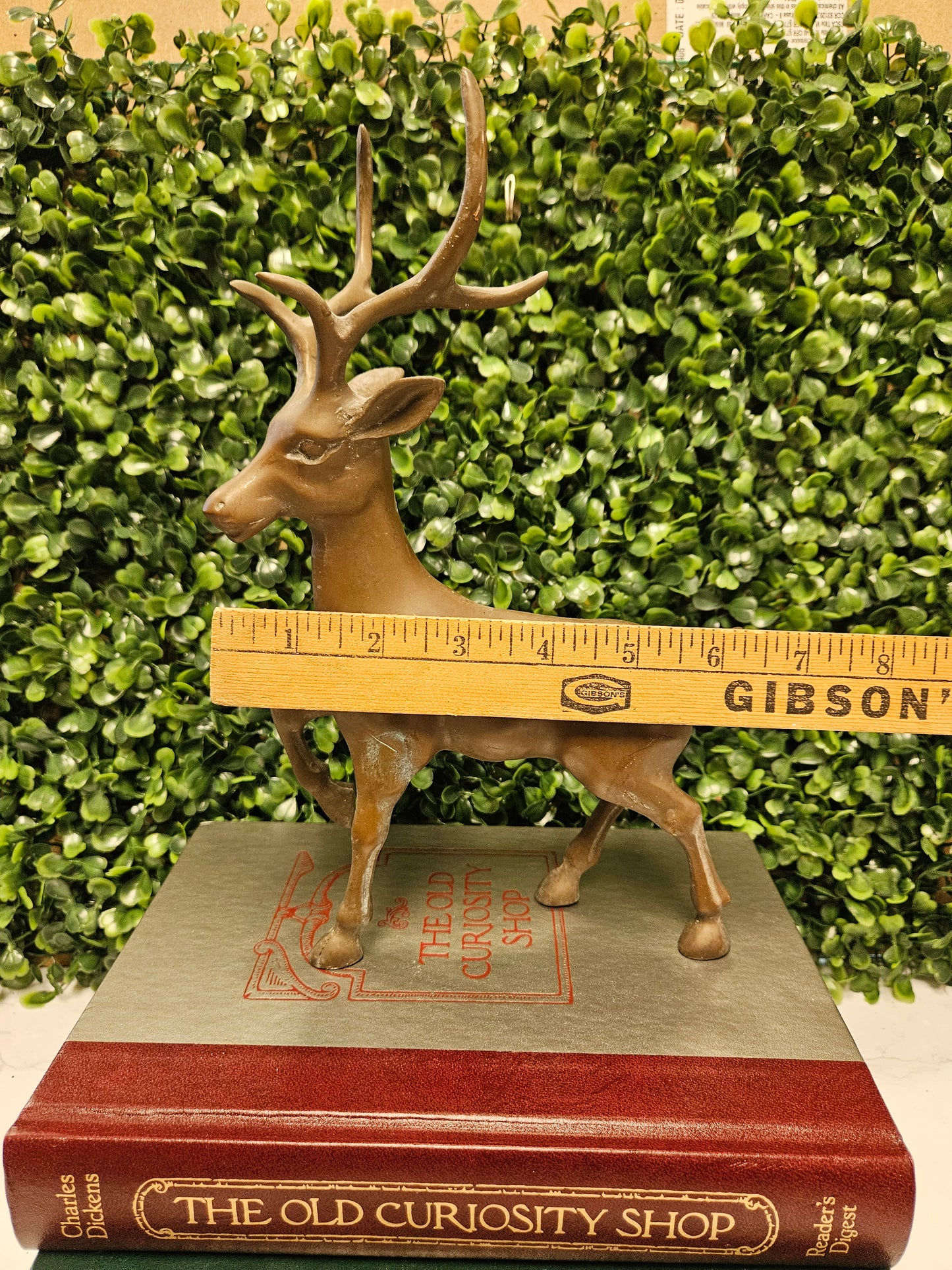 Vintage brass stag - patina brass 10"