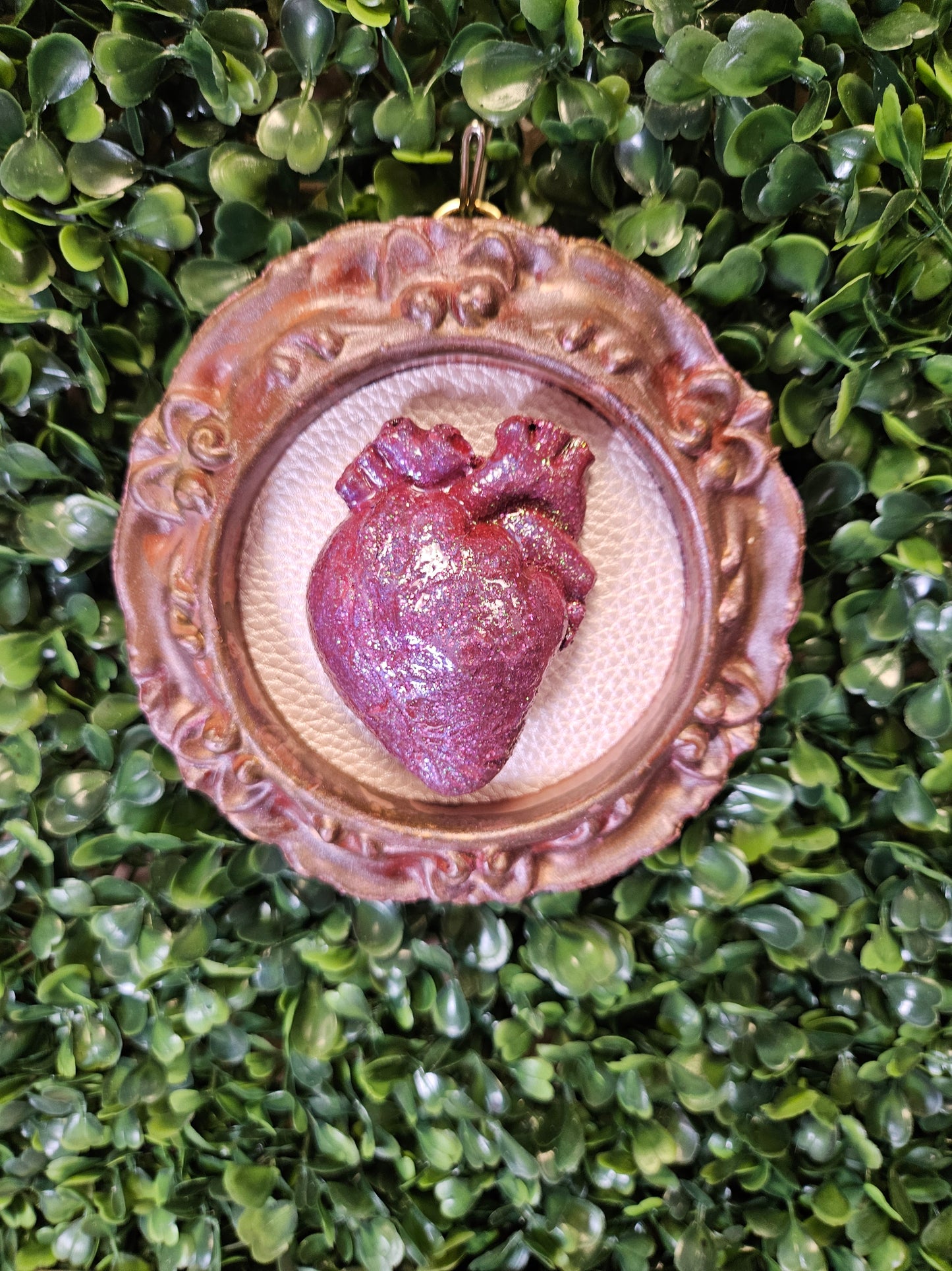 Pink glitter good framed anatomical heart