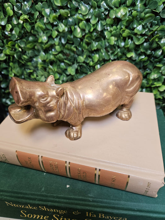 Vintage Brass House hippo mouth open - yawn