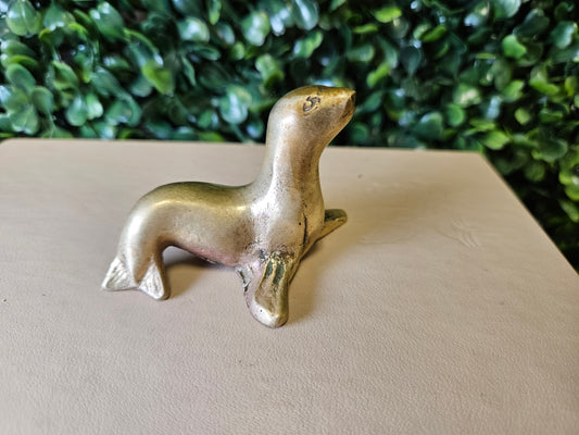 Vintage mini brass sea lion - seal figurine
