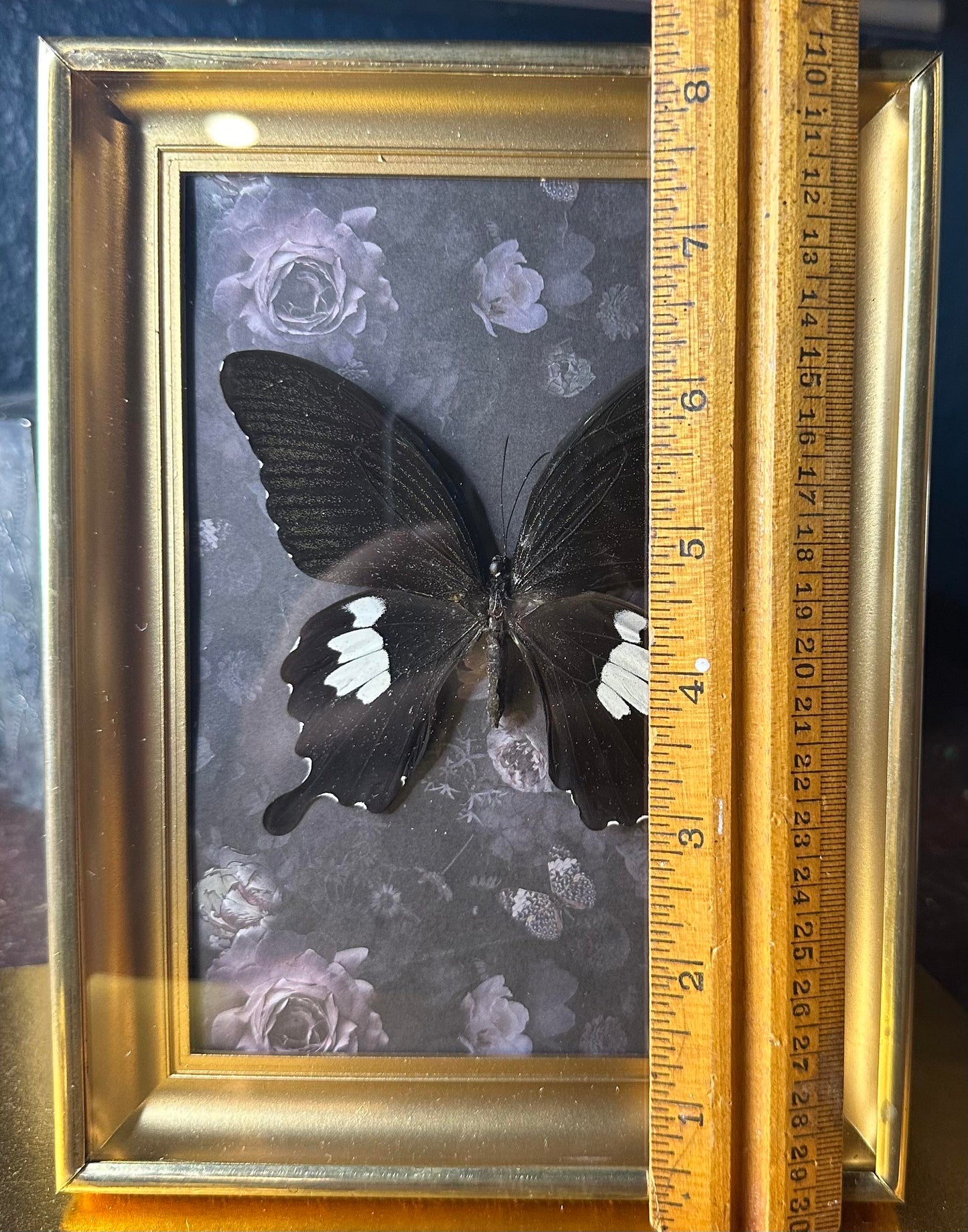 Brass vintage frame purple floral butterfly