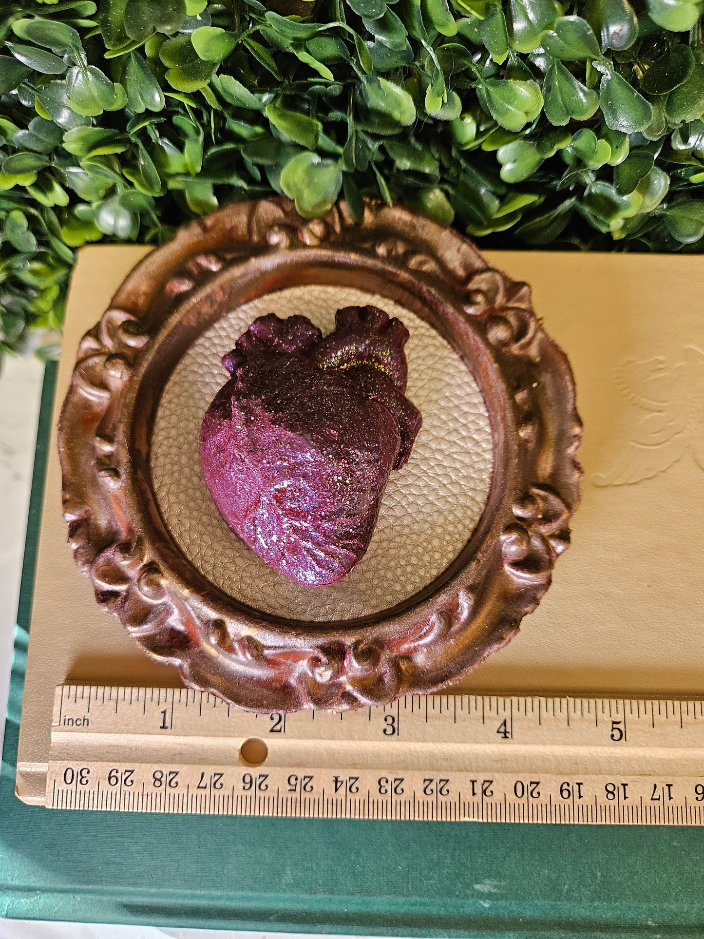 Pink glitter good framed anatomical heart