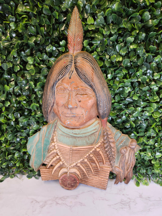 Vintage Native American metal wall  PLAQUE