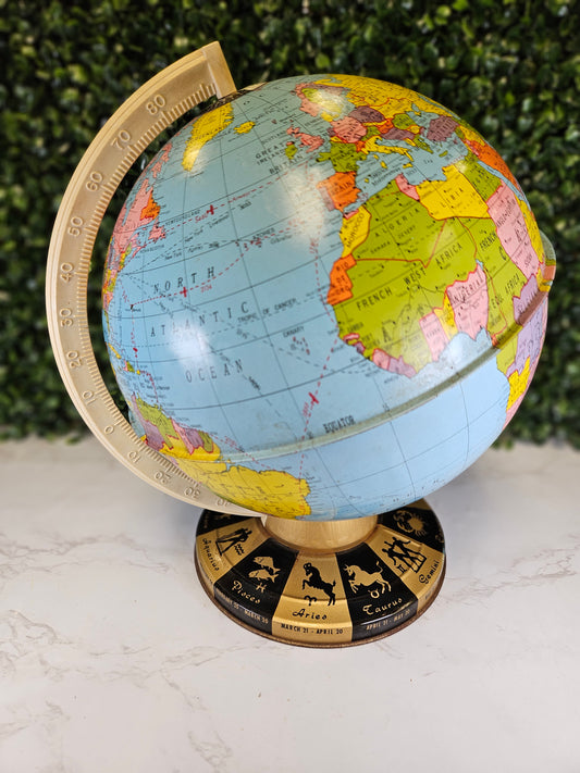 Vintage 1960'S Ohio ART 12"  ZODIAC GLOBE