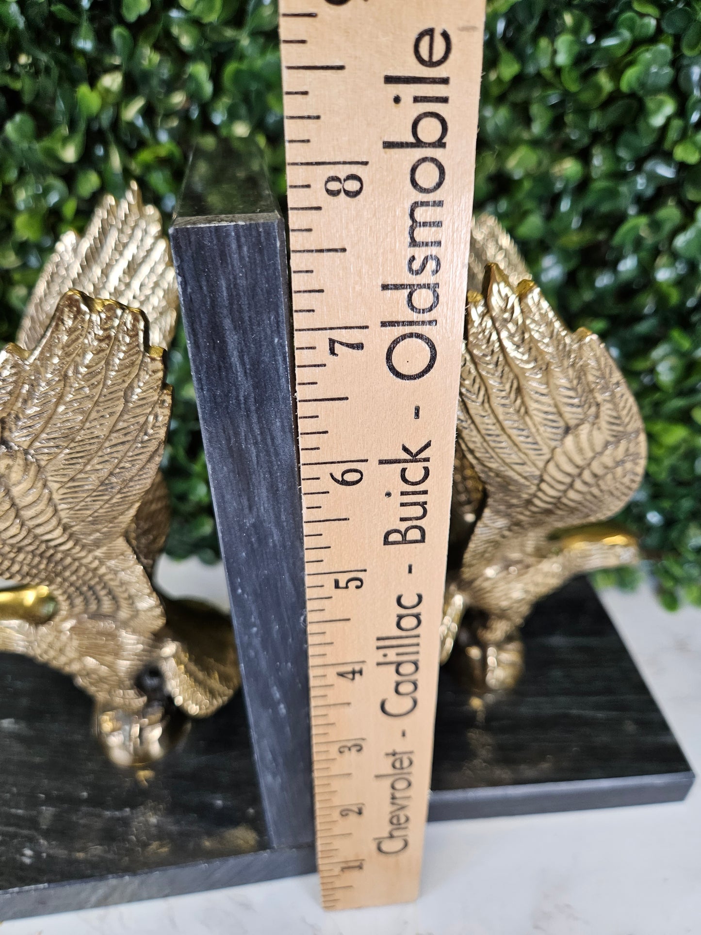 Vintage brass & black marble eagle bookends