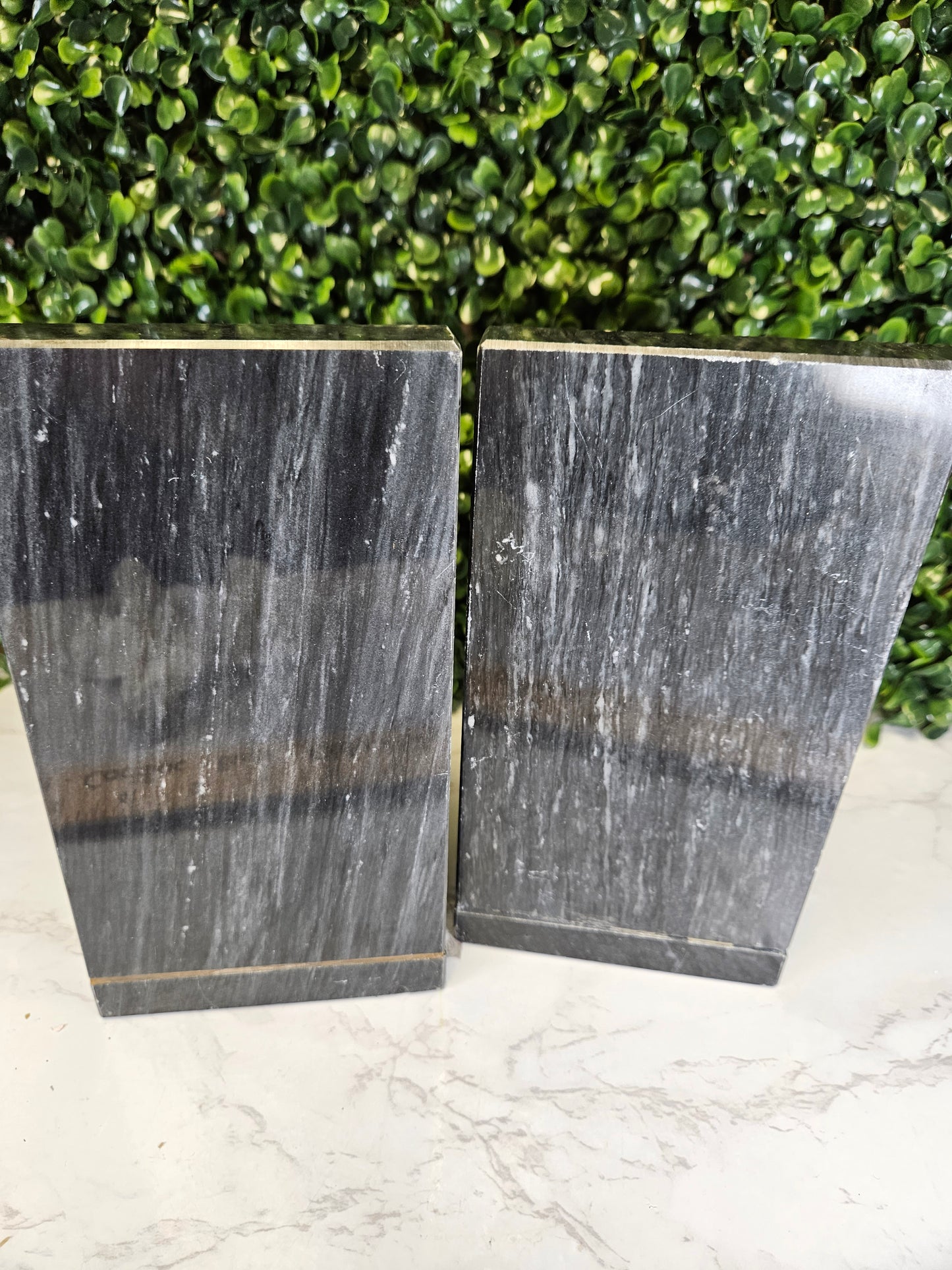 Vintage brass & black marble eagle bookends