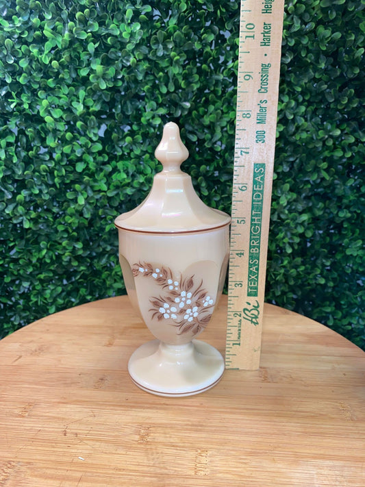 VINTAGE WESTMOREHEAD PEACH MILK GLASS COMPOTE